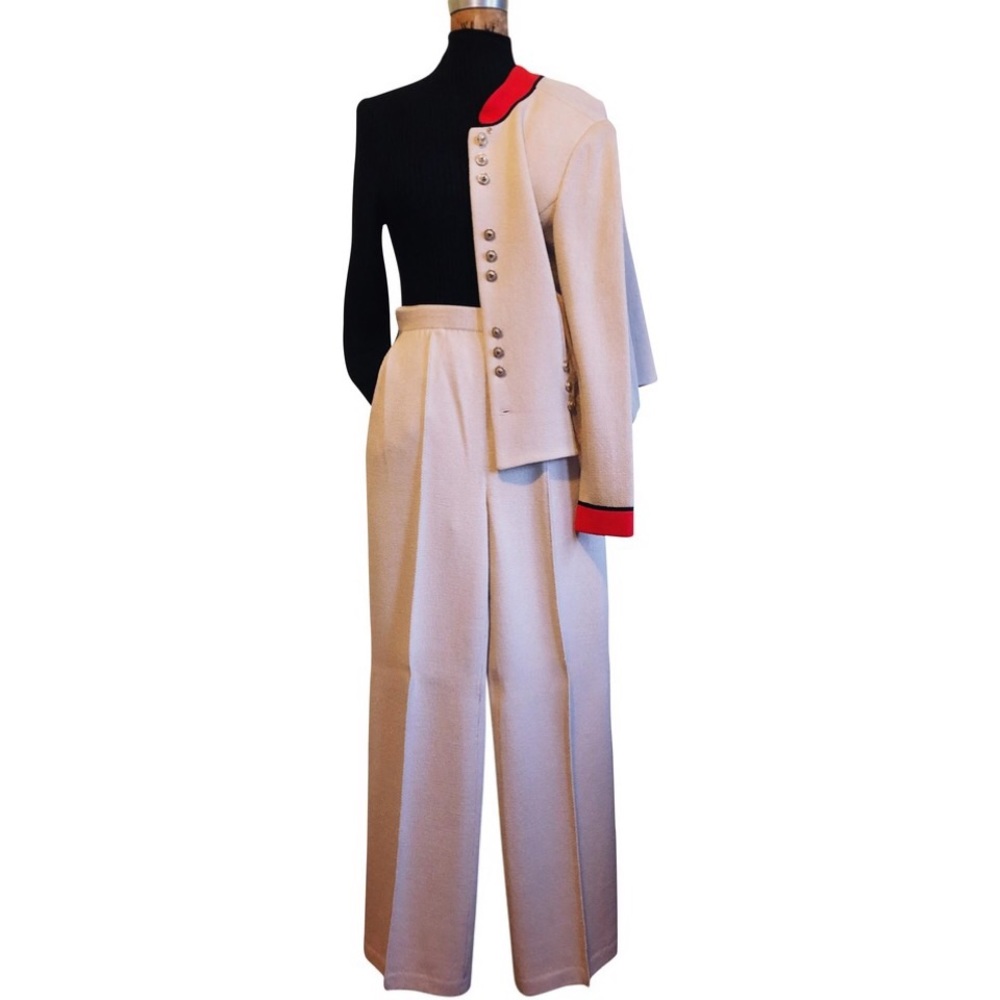 St. John Nehru Collar Pants Suit